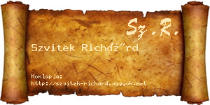 Szvitek Richárd névjegykártya